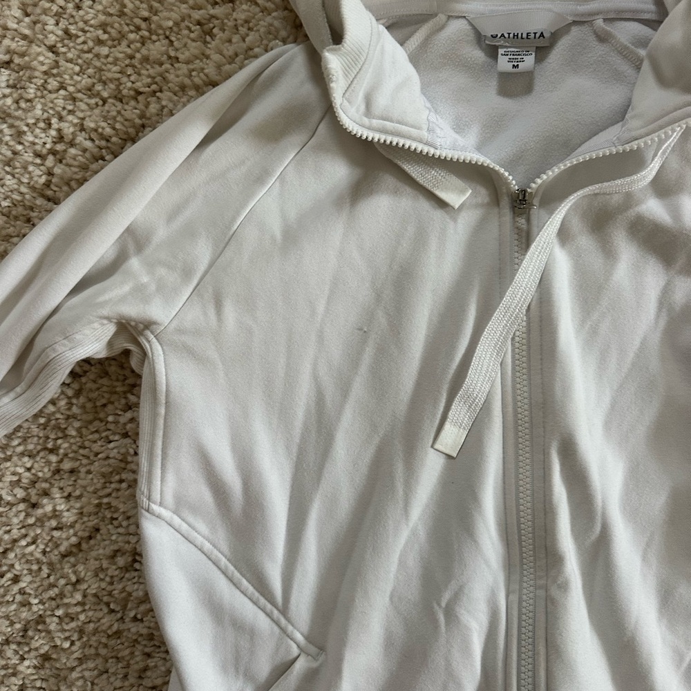 Athleta Cream Zip-Up Workout Jacket
